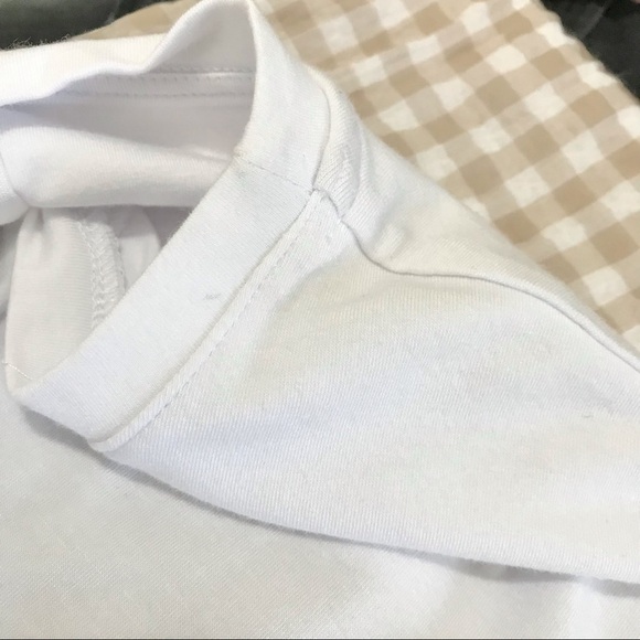 Southcott Threads Magnolia White Khaki Checkered Tee Shirt High Low Top MEDIUM - Picture 5 of 11